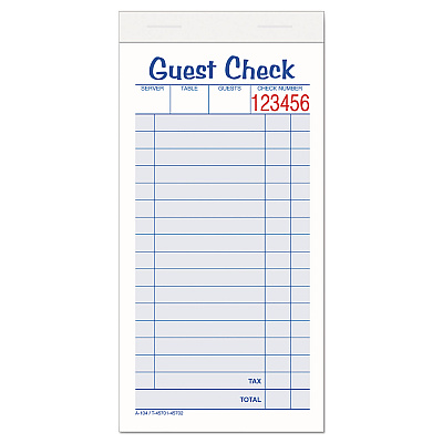 Adams Guest Check Pad, Two-Part Carbonless, 6.38 x 3.38, 50 Forms Total (ABF10450SW)