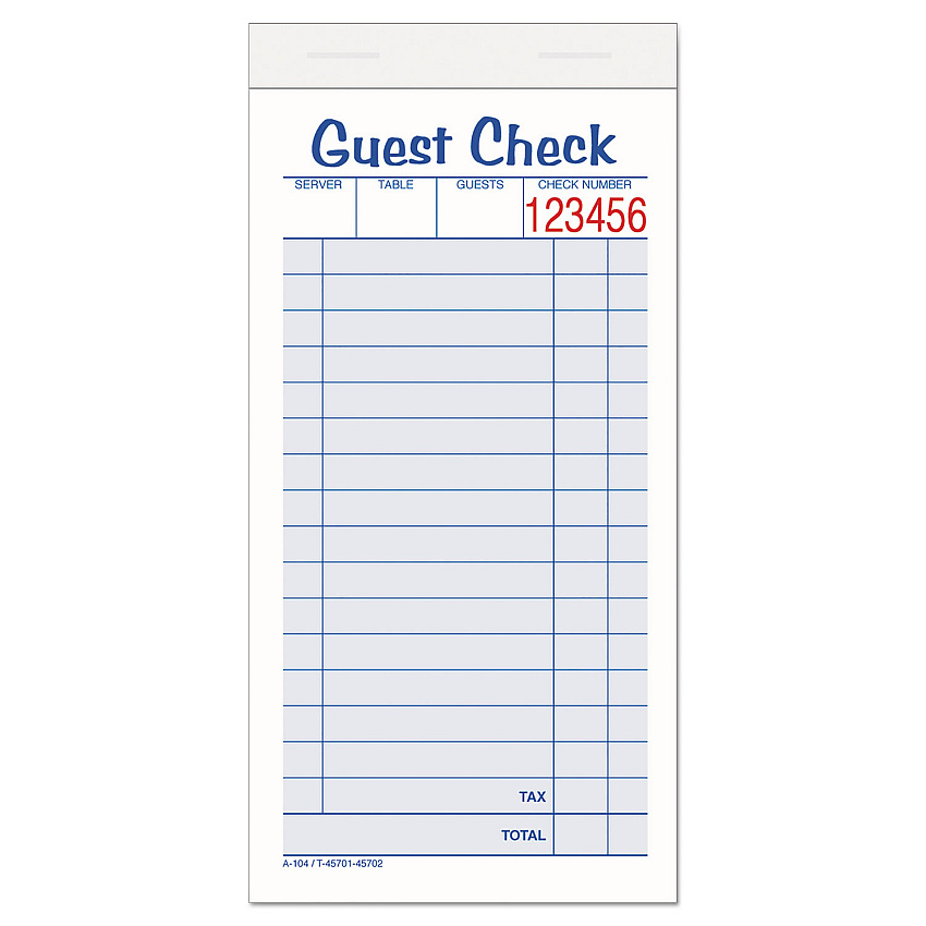 Adams Guest Check Pad, Two-Part Carbonless, 6.38 x 3.38, 50 Forms Total (ABF10450SW)