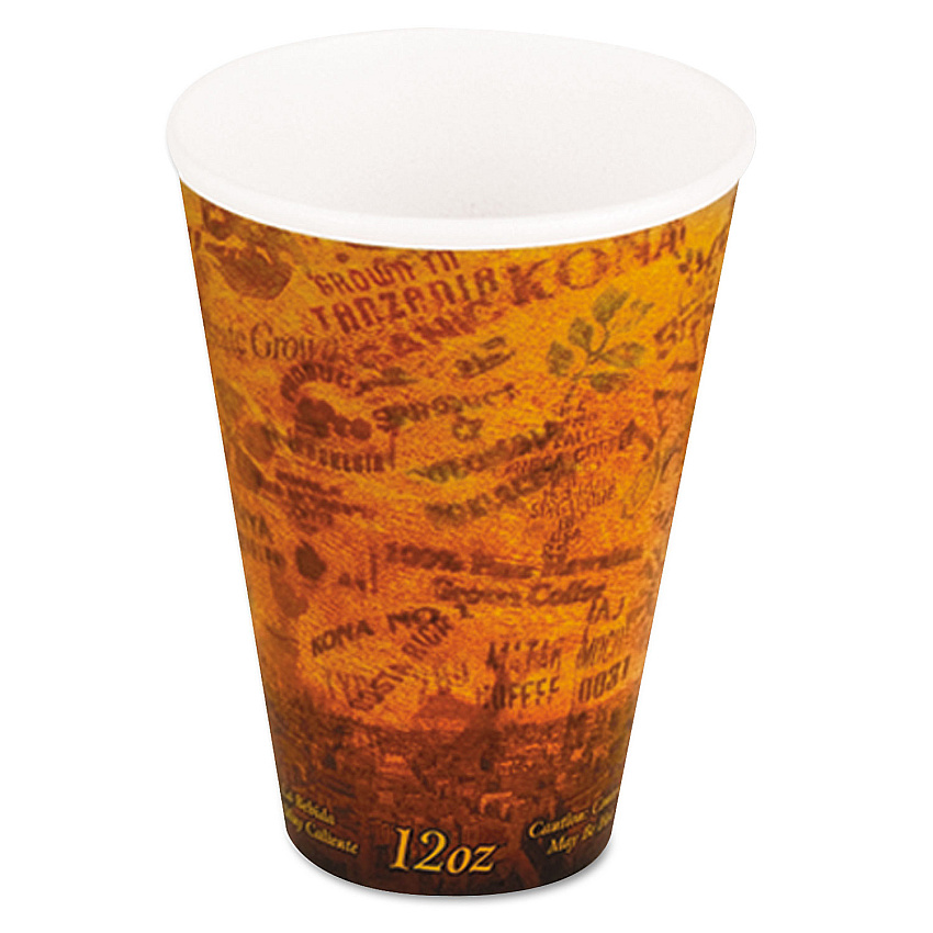 Dart Fusion Escape Foam Hot/Cold Cups, 12 oz, Brown/Black, 1,000/Carton (DCC12U16ESC)