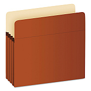 Earthwise by Pendaflex Recycled File Pockets, 3.5" Expansion, Letter Size, Red Fiber (PFXE1524E)