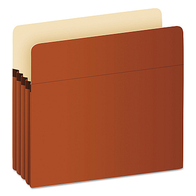 Earthwise by Pendaflex Recycled File Pockets, 3.5" Expansion, Letter Size, Red Fiber (PFXE1524E)