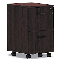 Alera Valencia Series Mobile Pedestal, Left or Right, 2 Legal/Letter-Size File Drawers, Mahogany, 15.38" x 20" x 26.63" (ALEVA582816MY)
