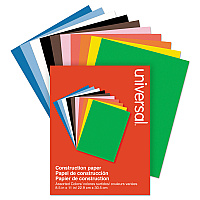 Universal Construction Paper, 76 lb Text Weight, 9 x 12, Assorted, 200/Pack (UNV20900)