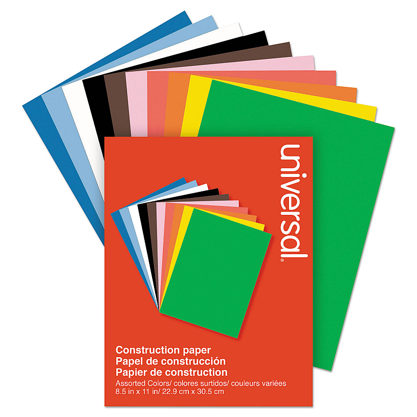 Universal Construction Paper, 76 lb Text Weight, 9 x 12, Assorted, 200/Pack (UNV20900)