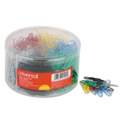 Universal Plastic-Coated Paper Clips with Six-Compartment Organizer Tub, #3, Assorted Colors, 1,000/Pack (21000)
