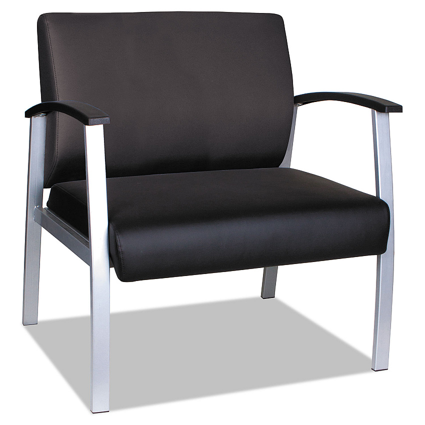 Alera metaLounge Series Bariatric Guest Chair, 30.51" x 26.96" x 33.46", Black Seat, Black Back, Silver Base (ALEML2219)