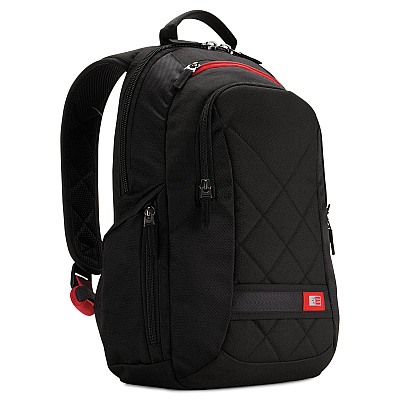 Case Logic Diamond Backpack, Fits Devices Up to 14.1", Polyester, 6.3 x 13.4 x 17.3, Black (CLG3201265)