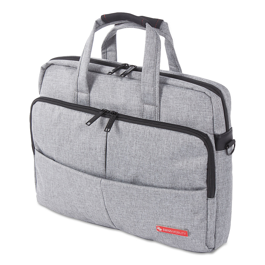Swiss Mobility Sterling Slim Briefcase, Fits Devices Up to 15.6", Polyester, 3 x 3 x 11.75, Gray (SWZEXB1068SMGRY)