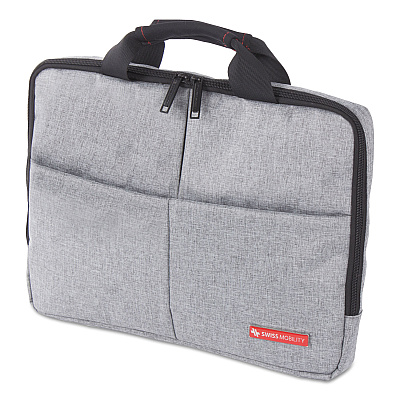 Swiss Mobility Sterling Slim Briefcase, Fits Devices Up to 14.1", Polyester, 1.75 x 1.75 x 10.25, Gray (SWZEXB1071SMGRY)