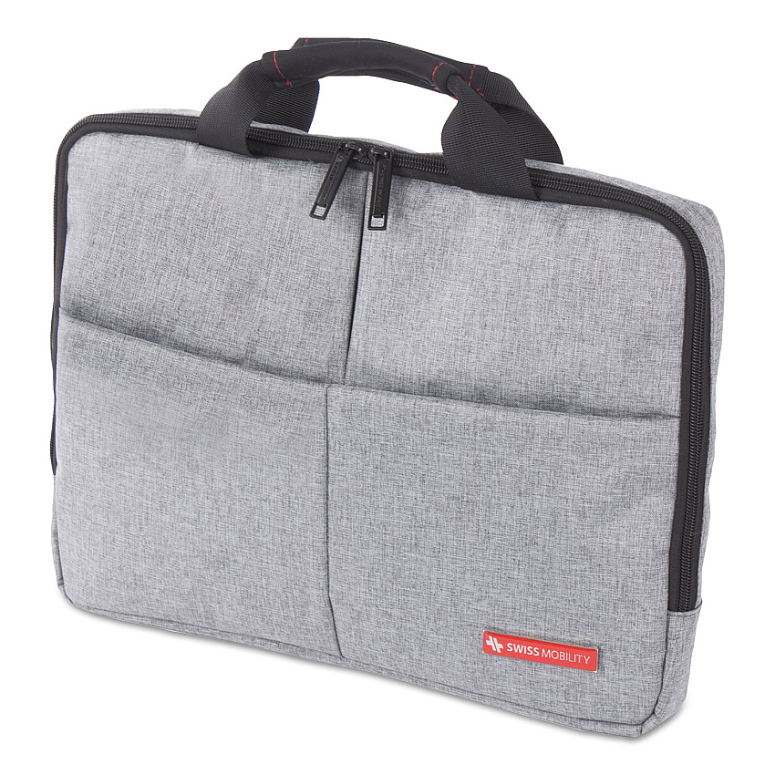 Swiss Mobility Sterling Slim Briefcase, Fits Devices Up to 14.1", Polyester, 1.75 x 1.75 x 10.25, Gray (SWZEXB1071SMGRY)