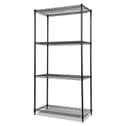 Alera NSF Certified Industrial Four-Shelf Wire Shelving Kit, 36w x 18d x 72h, Black (SW503618BL)