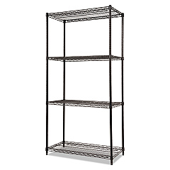 Alera NSF Certified Industrial Four-Shelf Wire Shelving Kit, 36w x 18d x 72h, Black (ALESW503618BL)