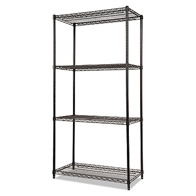 Alera NSF Certified Industrial Four-Shelf Wire Shelving Kit, 36w x 18d x 72h, Black (ALESW503618BL)
