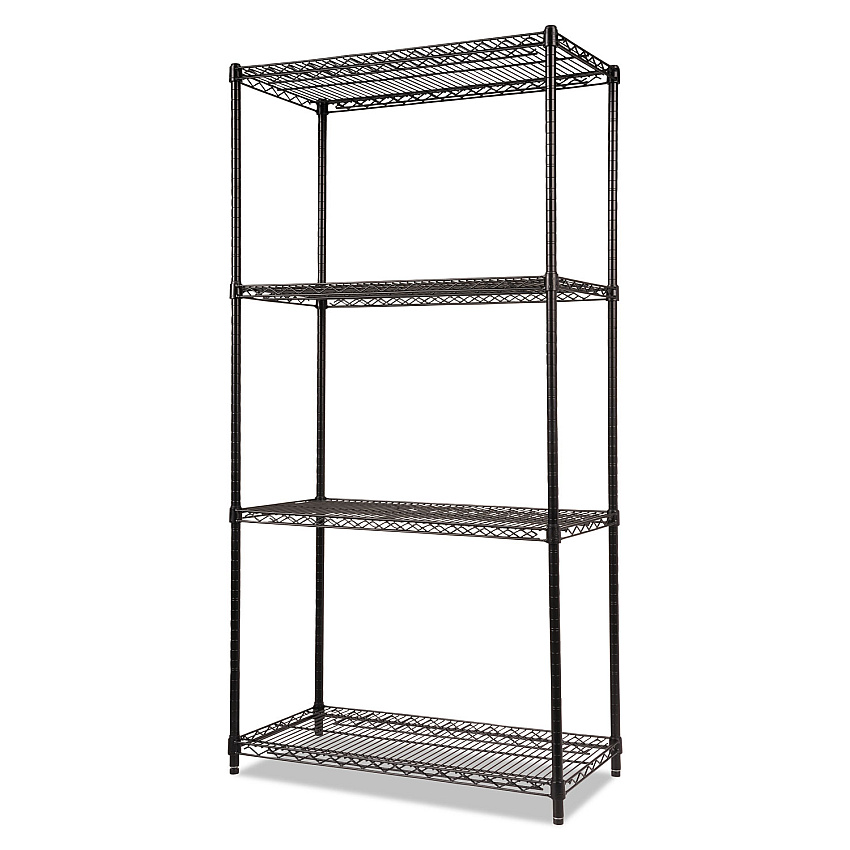 Alera NSF Certified Industrial Four-Shelf Wire Shelving Kit, 36w x 18d x 72h, Black (ALESW503618BL)