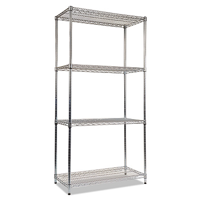 Alera NSF Certified Industrial Four-Shelf Wire Shelving Kit, 36w x 18d x 72h, Silver (ALESW503618SR)