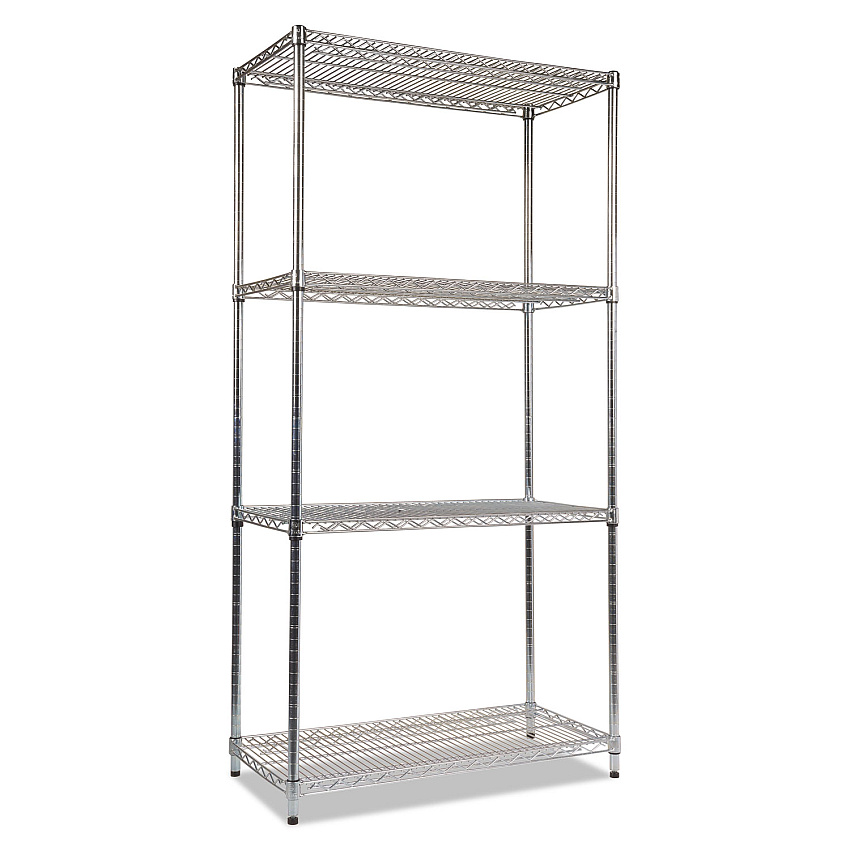 Alera NSF Certified Industrial Four-Shelf Wire Shelving Kit, 36w x 18d x 72h, Silver (ALESW503618SR)