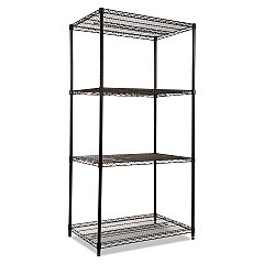 Alera NSF Certified Industrial Four-Shelf Wire Shelving Kit, 36w x 24d x 72h, Black (ALESW503624BL)
