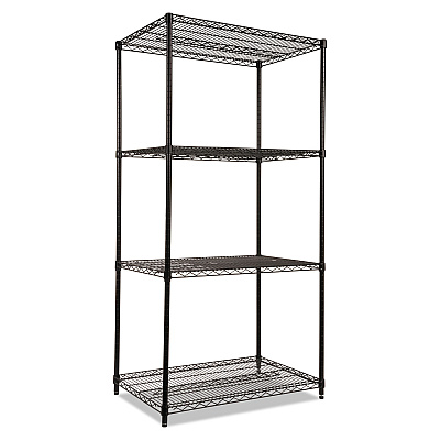 Alera NSF Certified Industrial Four-Shelf Wire Shelving Kit, 36w x 24d x 72h, Black (ALESW503624BL)