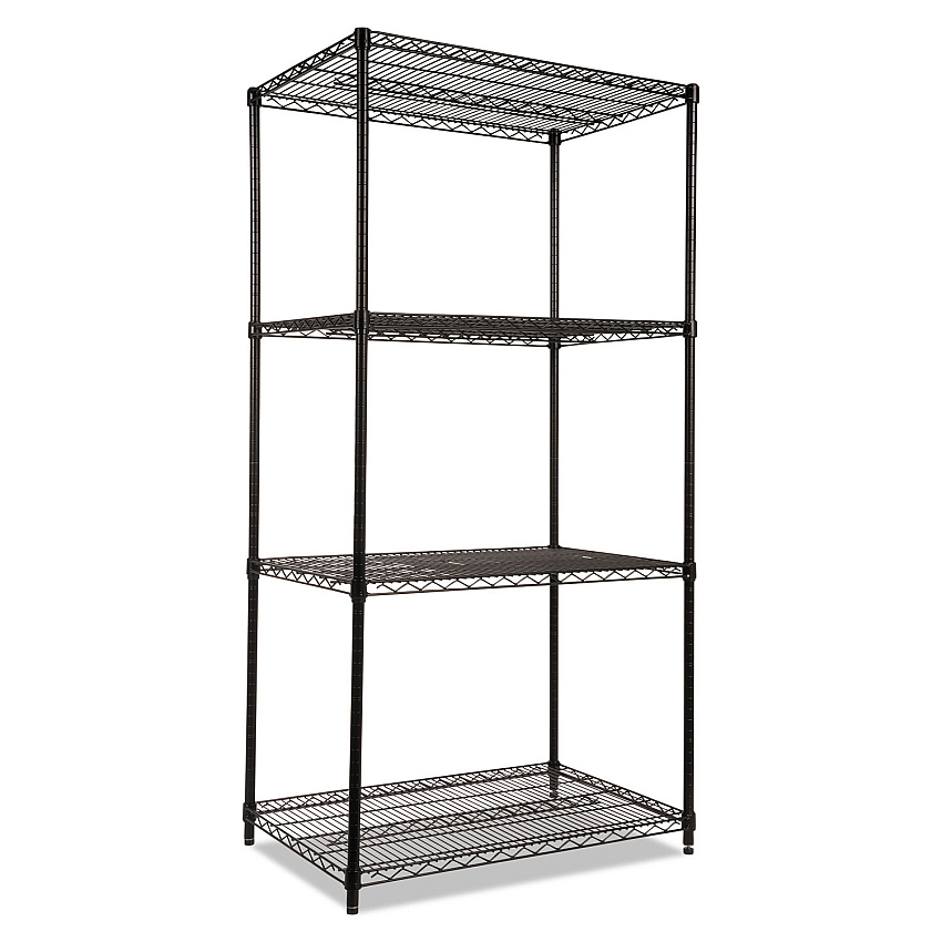 Alera NSF Certified Industrial Four-Shelf Wire Shelving Kit, 36w x 24d x 72h, Black (ALESW503624BL)