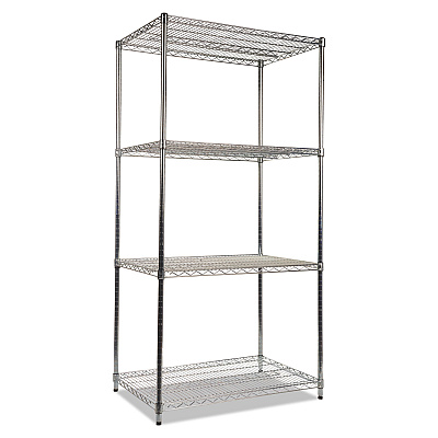 Alera NSF Certified Industrial Four-Shelf Wire Shelving Kit, 36w x 24d x 72h, Silver (ALESW503624SR)