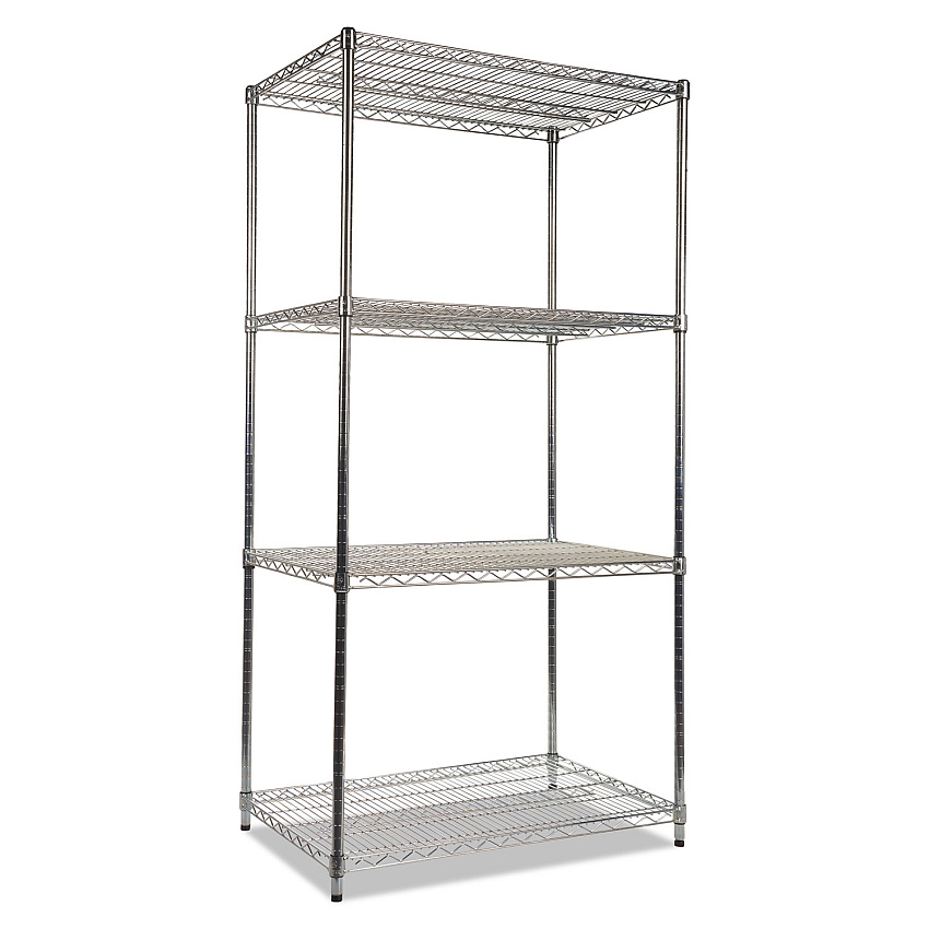 Alera NSF Certified Industrial Four-Shelf Wire Shelving Kit, 36w x 24d x 72h, Silver (ALESW503624SR)
