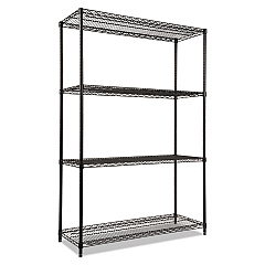 Alera NSF Certified Industrial Four-Shelf Wire Shelving Kit, 48w x 18d x 72h, Black (ALESW504818BL)
