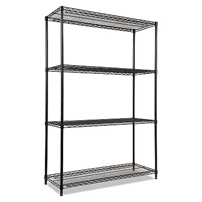 Alera NSF Certified Industrial Four-Shelf Wire Shelving Kit, 48w x 18d x 72h, Black (ALESW504818BL)