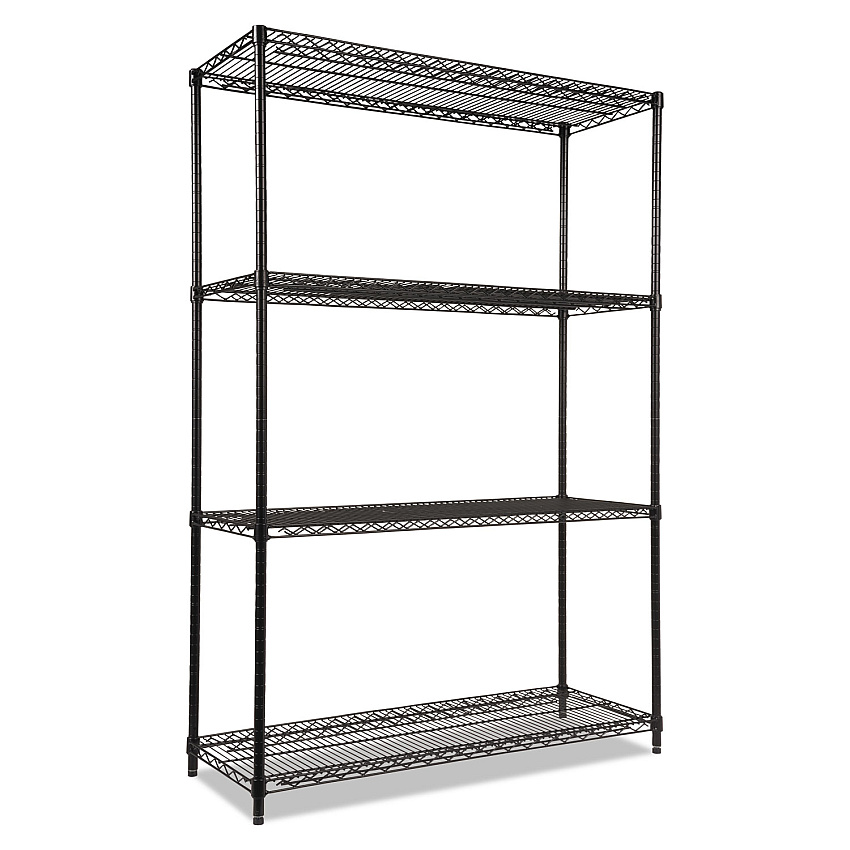 Alera NSF Certified Industrial Four-Shelf Wire Shelving Kit, 48w x 18d x 72h, Black (ALESW504818BL)