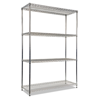 Alera NSF Certified Industrial Four-Shelf Wire Shelving Kit, 48w x 18d x 72h, Silver (ALESW504818SR)