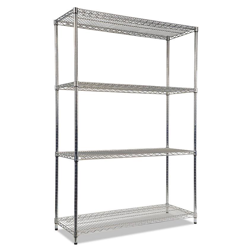 Alera NSF Certified Industrial Four-Shelf Wire Shelving Kit, 48w x 18d x 72h, Silver (ALESW504818SR)