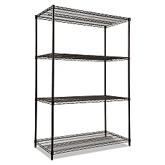 Alera NSF Certified Industrial Four-Shelf Wire Shelving Kit, 48w x 24d x 72h, Black (ALESW504824BL)