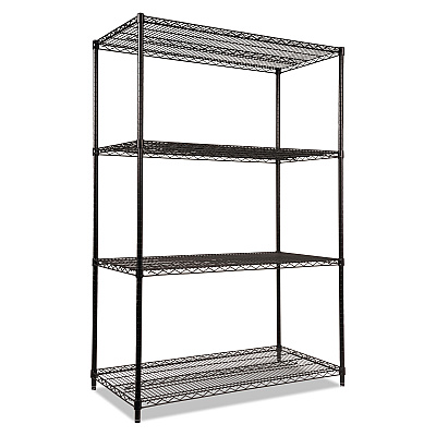 Alera NSF Certified Industrial Four-Shelf Wire Shelving Kit, 48w x 24d x 72h, Black (ALESW504824BL)