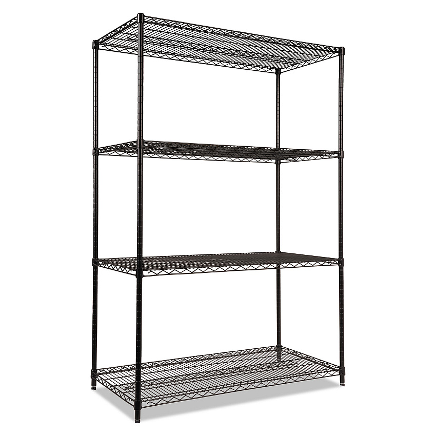 Alera NSF Certified Industrial Four-Shelf Wire Shelving Kit, 48w x 24d x 72h, Black (ALESW504824BL)