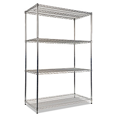 Alera NSF Certified Industrial Four-Shelf Wire Shelving Kit, 48w x 24d x 72h, Silver (ALESW504824SR)