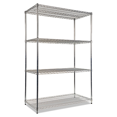 Alera NSF Certified Industrial Four-Shelf Wire Shelving Kit, 48w x 24d x 72h, Silver (ALESW504824SR)