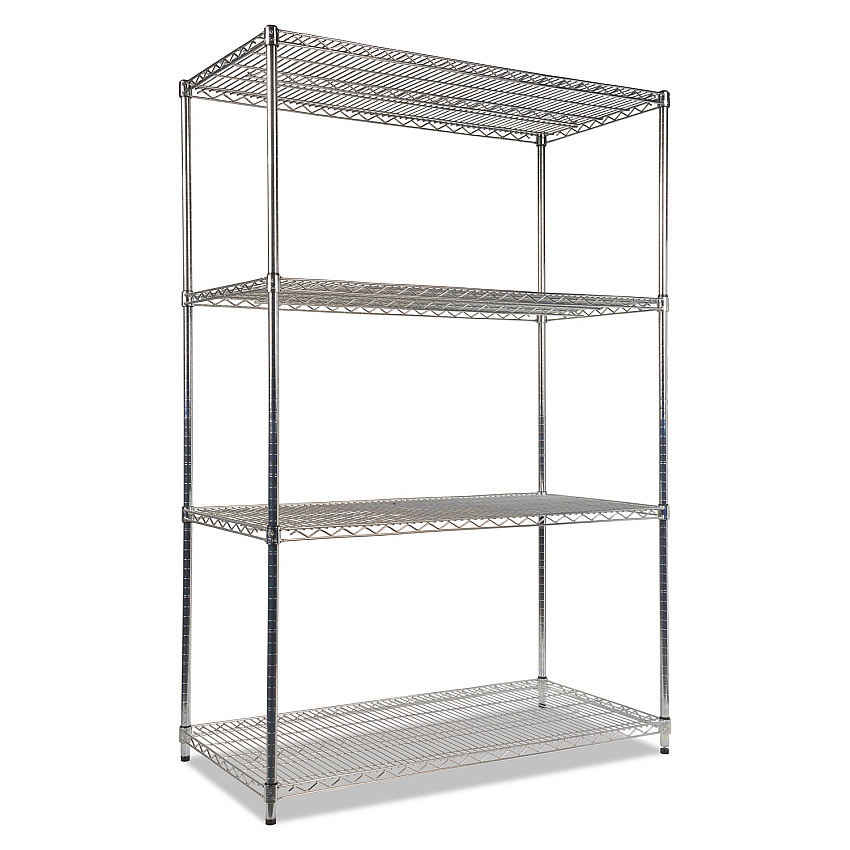 Alera NSF Certified Industrial Four-Shelf Wire Shelving Kit, 48w x 24d x 72h, Silver (ALESW504824SR)
