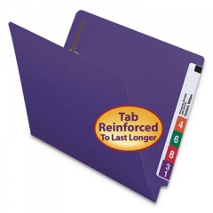 Smead Heavyweight Colored End Tab Fastener Folders, 0.75" Expansion, 2 Fasteners, Letter Size, Purple Exterior, 50/Box (25440)