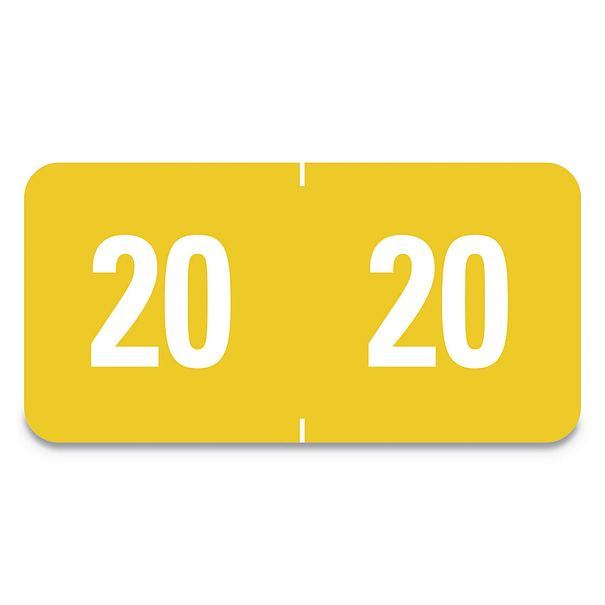 Smead Yearly End Tab File Folder Labels, 20, 0.5 x 1, Yellow, 25/Sheet, 10 Sheets/Pack (SMD67920)
