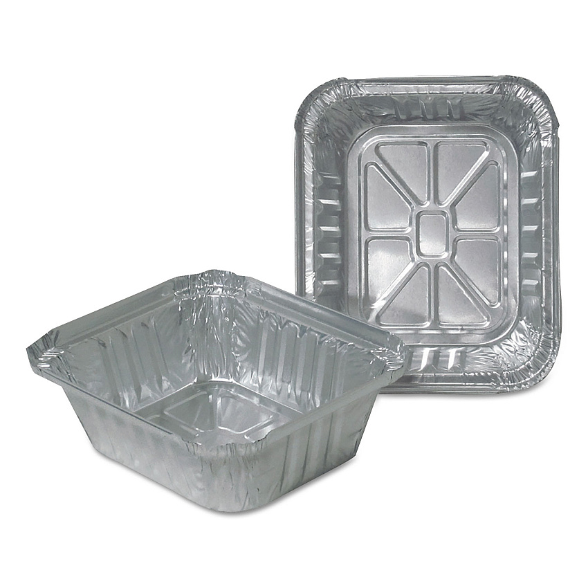 Durable Packaging Aluminum Closeable Containers, 1 lb Oblong, 5.75 x 4.88 x 1.81, Silver, 1,000/Carton (DPK220301000)