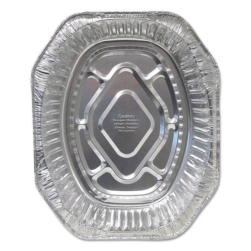 Durable Packaging Aluminum Roaster Pans, Extra-Large Oval, 230 oz, 18.5 x 14 x 3.38, Silver, 100/Carton (DPK4001100)