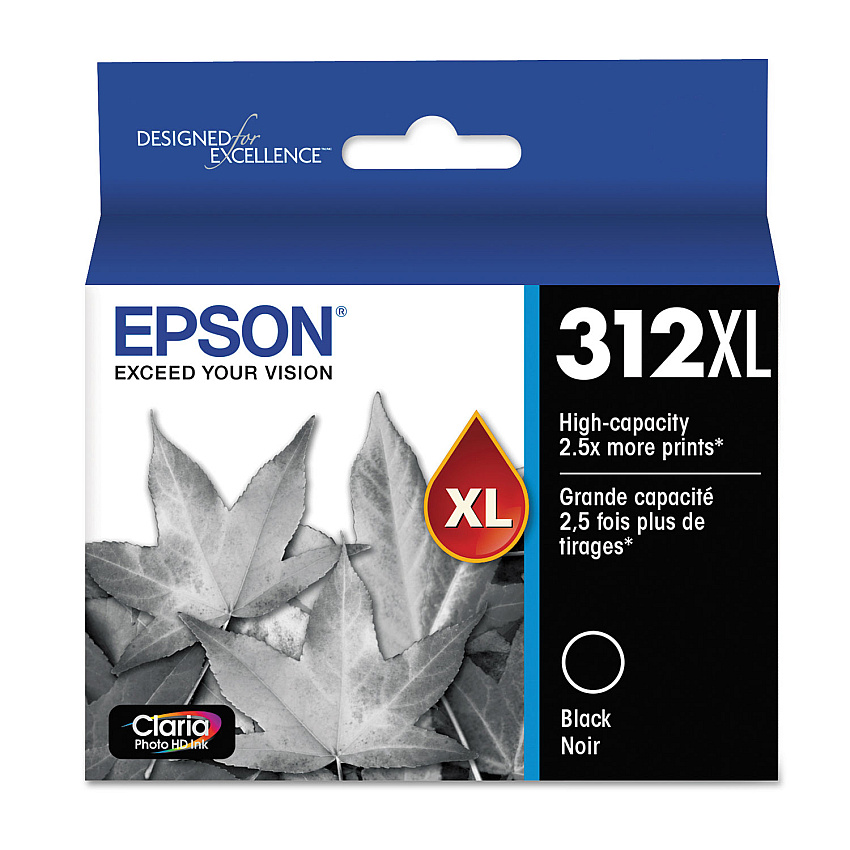 Epson T312XL120-S (312XL) Claria High-Yield Ink, 500 Page-Yield, Black