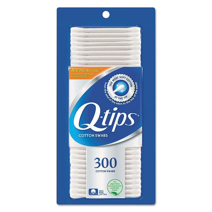 Q-tips Cotton Swabs, Antibacterial, 300/Pack (UNI17900PK)