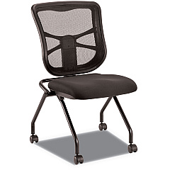 Alera Elusion Mesh Nesting Chairs, Supports Up to 275 lb, 18.1" Seat Height, Black Seat, Black Back, Black Base, 2/Carton (ALEEL4915)