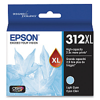 Epson T312XL520-S (312XL) Claria High-Yield Ink, 830 Page-Yield, Light Cyan