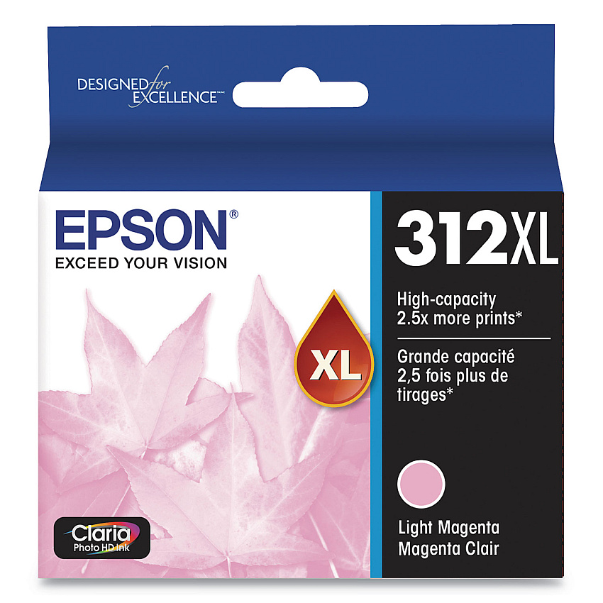 Epson T312XL620-S (312XL) Claria High-Yield Ink, 830 Page-Yield, Light Magenta