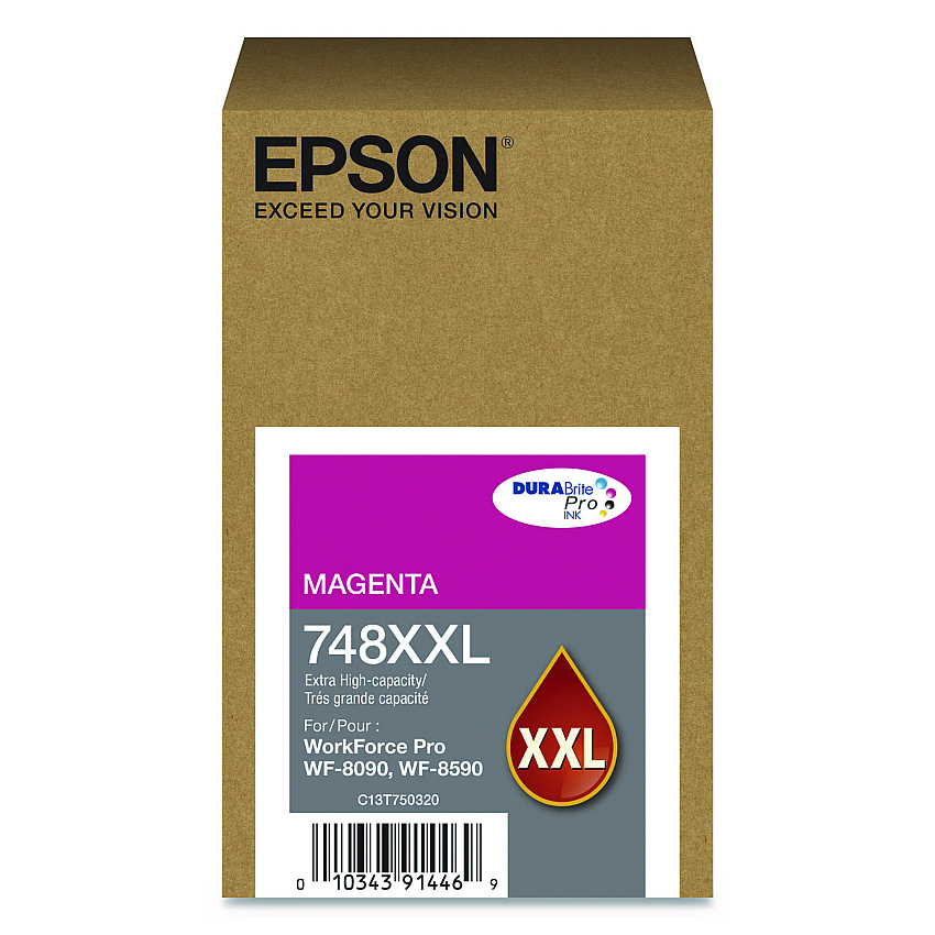 Epson T748XXL320 (748XXL) DURABrite Pro Extra High-Yield Ink, 7000 Page-Yield, Magenta