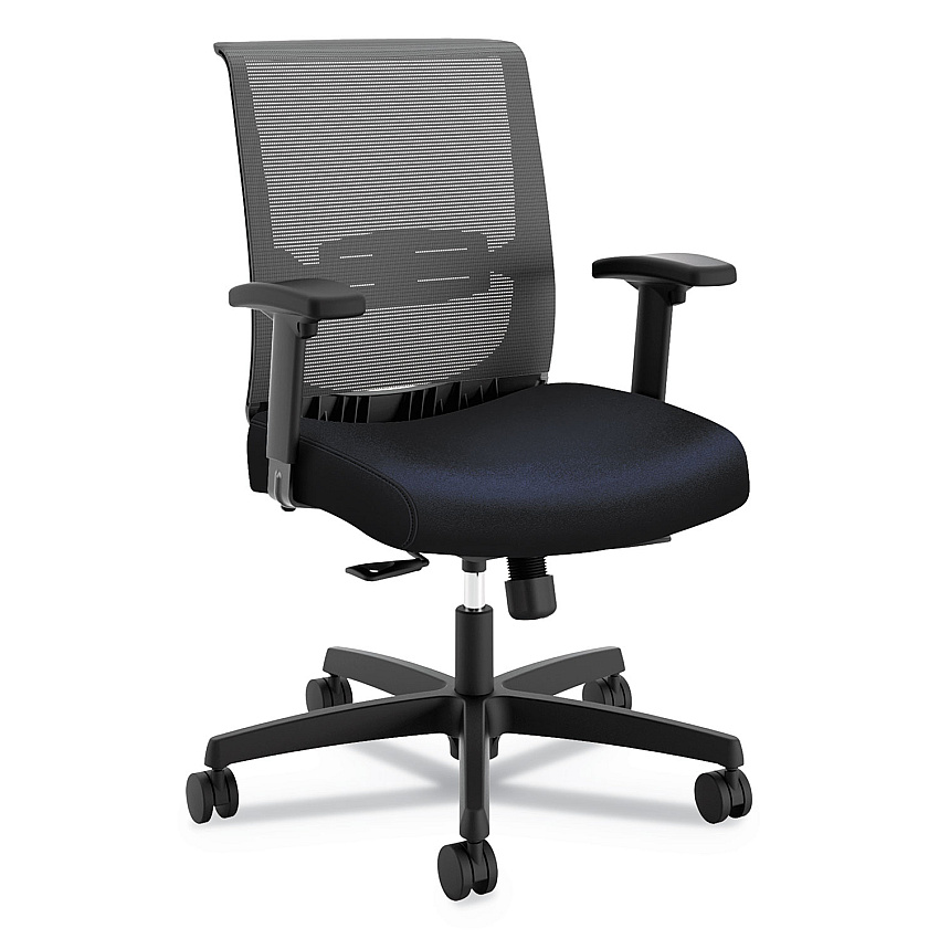 HON Convergence Mid-Back Task Chair, Synchro-Tilt And Seat Glide, Supports Up To 275 Lb, Navy Seat, Black Back/base (HONCMY1ACU98)
