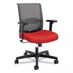 HON Convergence Mid-Back Task Chair, Swivel-Tilt, Supports Up to 275 lb, 16.5" to 21" Seat Height, Red Seat, Black Back/Base (CMZ1ACU67)