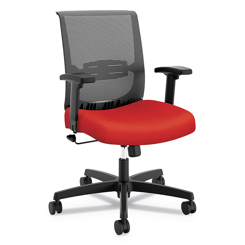 HON Convergence Mid-Back Task Chair, Swivel-Tilt, Supports Up to 275 lb, 16.5" to 21" Seat Height, Red Seat, Black Back/Base (HONCMZ1ACU67)
