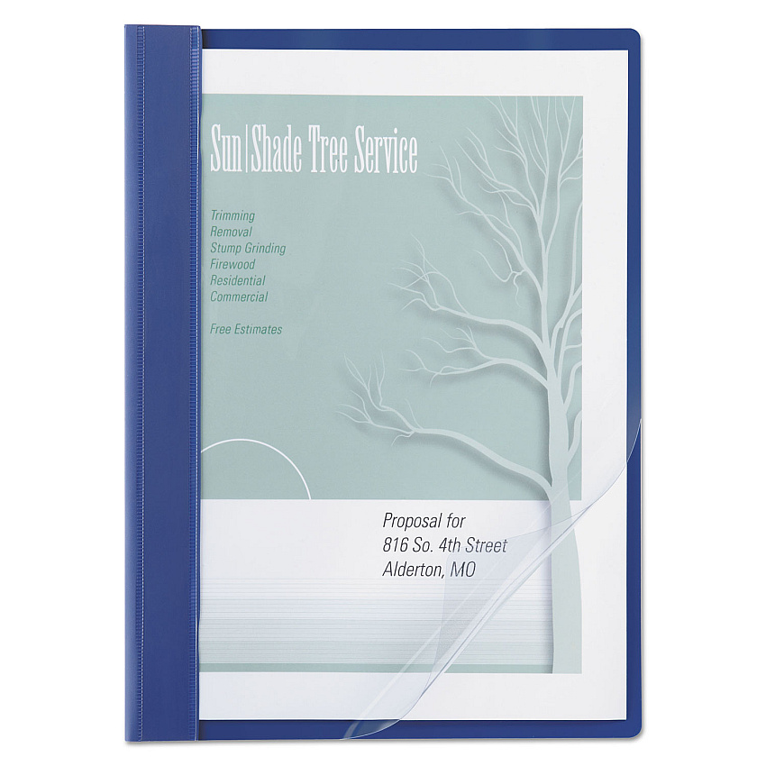 ACCO Clear Front Vinyl Report Cover, Prong Fastener, 0.5" Capacity,  8.5 x 11, Clear/Blue (ACC26102)